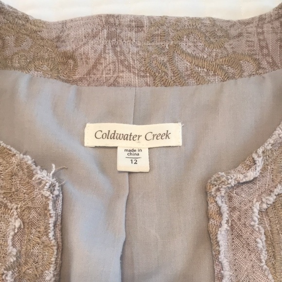 Coldwater Creek Taupe Linen Blend Blazer Size 12 - Picture 10 of 15
